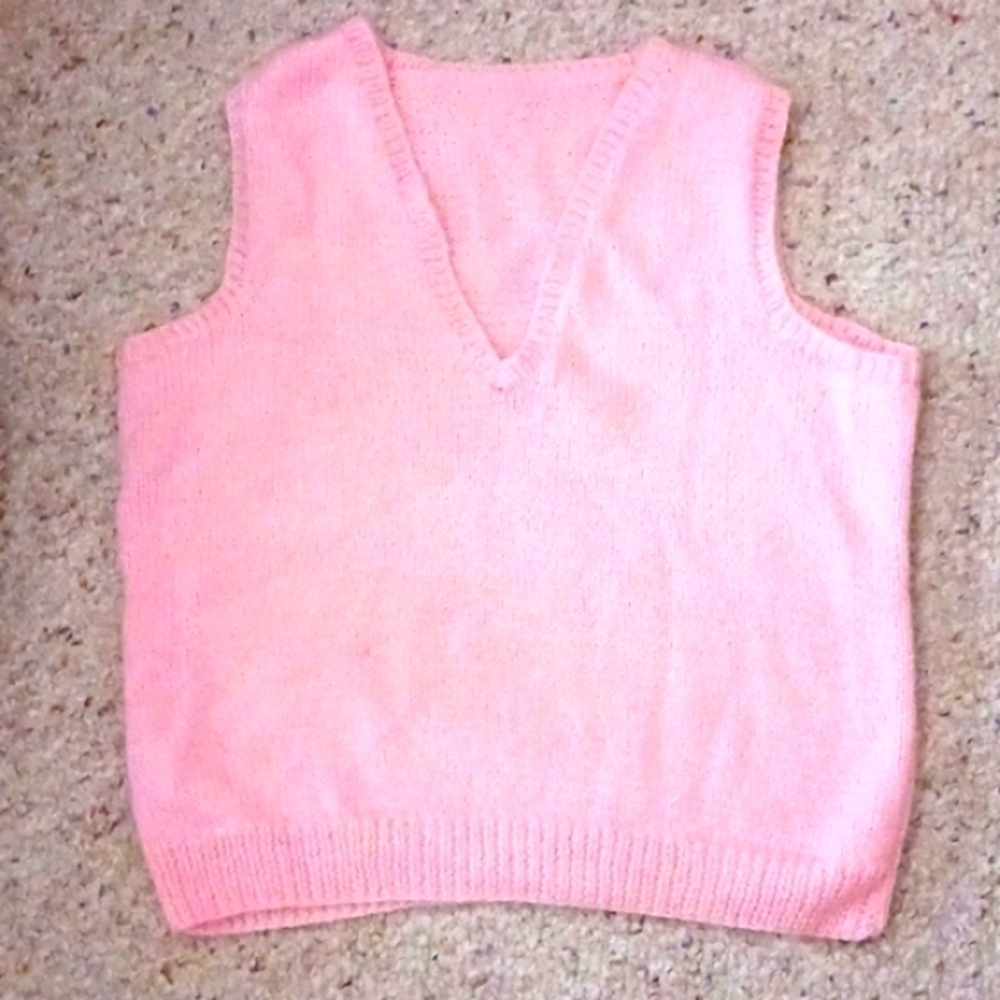 Hand Crafted Knitted Pink Sweater Vest